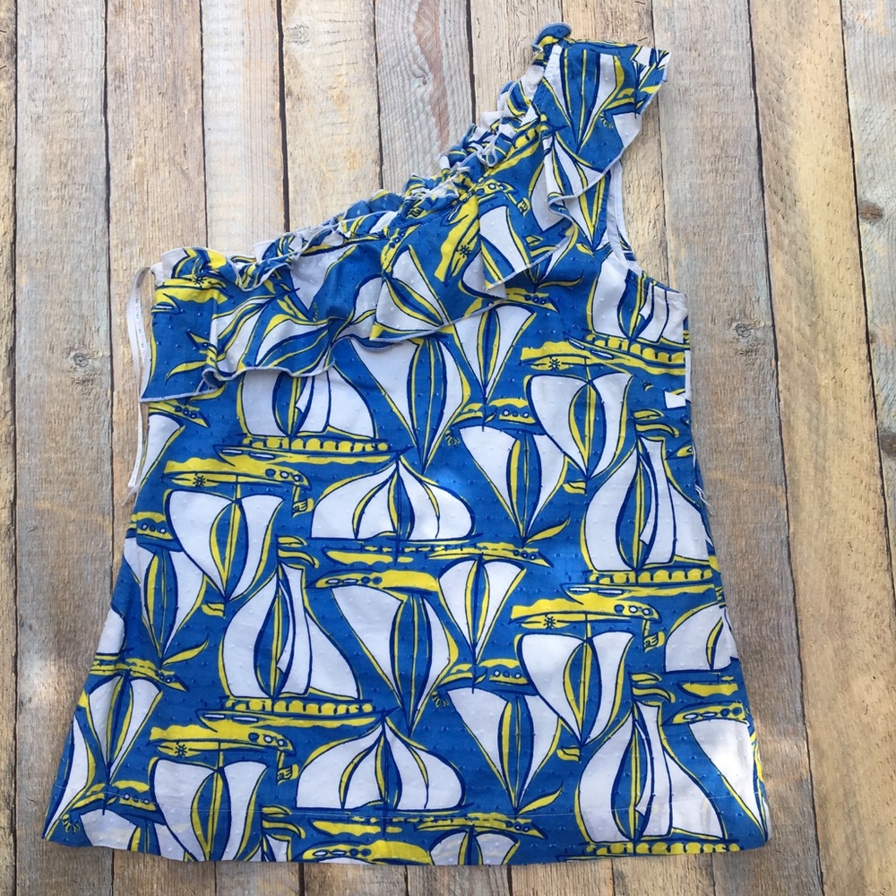 LILLY PULITZER EUC SAILBOAT ONE SHOULDER TANK - Picture 1 of 4